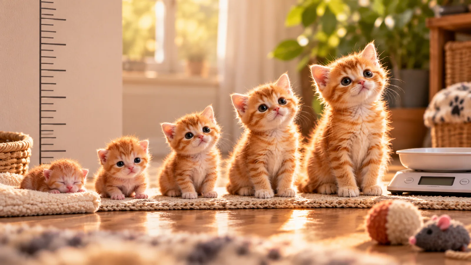 Illustrative kitten care scene