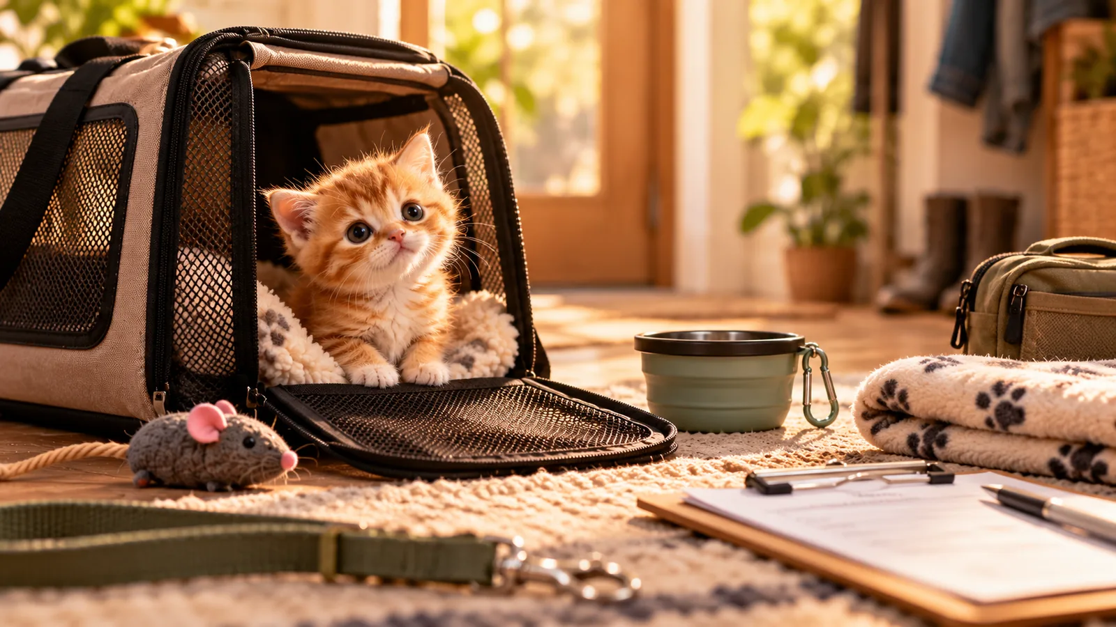 Illustrative kitten care scene